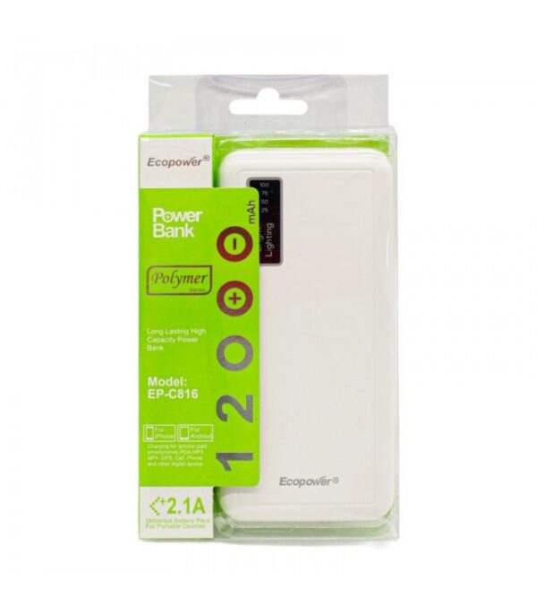 CARGADOR PORTATIL ECOPOWER  EP-C875 12000MAH - Imagen 2