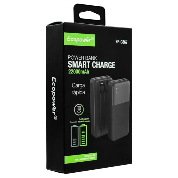 CARGADOR PORTATIL ECOPOWER  EP-C867 22000MAH