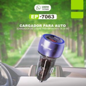 CARGADOR ECOPOWER EP-7063 30 W  PARA VEHICULO