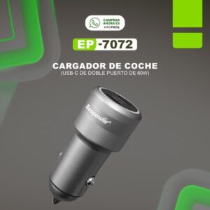 CARGADOR ECOPOWER EP-7072 60 W METAL PARA VEHICULO
