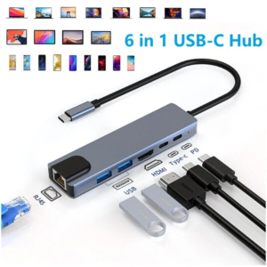 HUB USB-C TROVE 6 E 1 TIPOC-2USB-HDTV-SD-TF