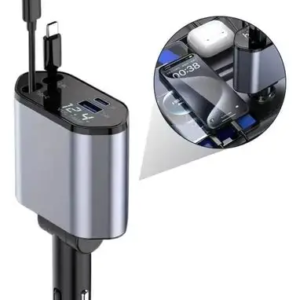 CARGADOR PARA AUTO 4 EN 1 LIGHTNING-USB-USBC-TIPOC